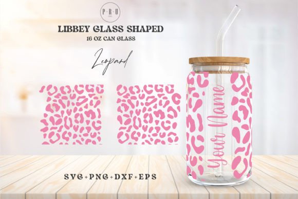 16oz Libbey Can Glass Leopard Custom Cup