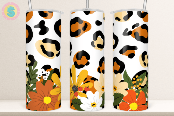 20Oz Leopard Fall Flower Tumbler Wrap