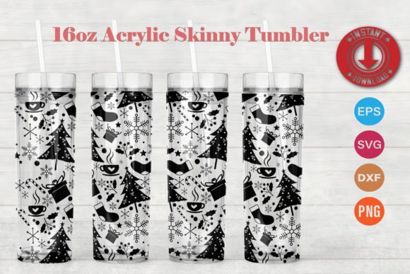 Christmas Doodle 16oz Acrylic Tumbler