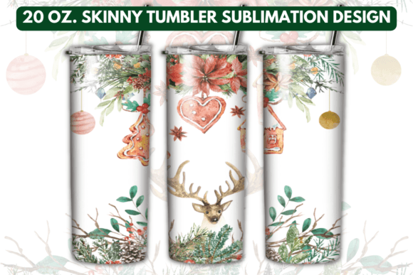 Christmas Watercolor Tumbler Wrap