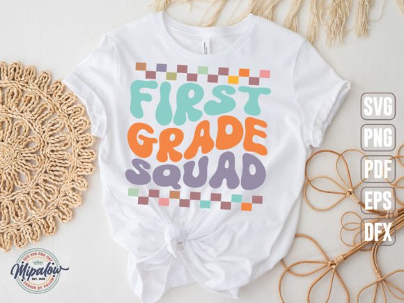 First Grade Squad SVG, Wavy Text