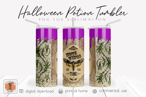 Halloween Witch Bottle Label Tumbler PNG