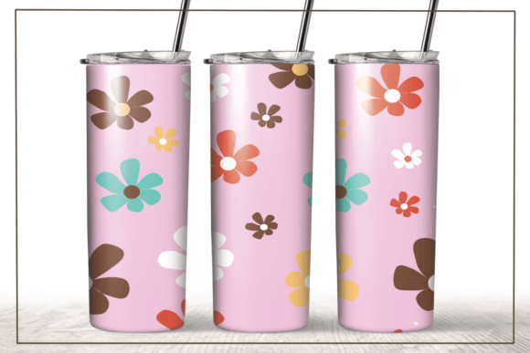 Pink Groovy Flowers Retro Tumbler Wrap