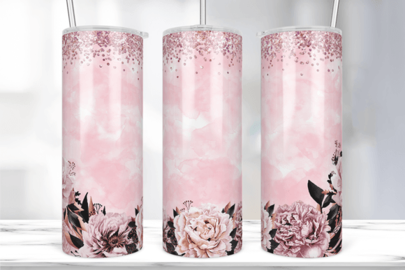 Pink Rose Gold Glitter Tumbler Wrap
