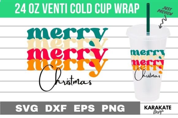 Retro Christmas 24 Oz Venti Cup Wrap