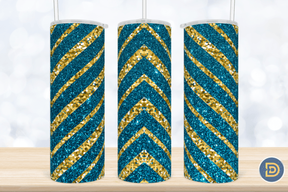 Shiny Blue Glitter Stripe Tumbler Wrap
