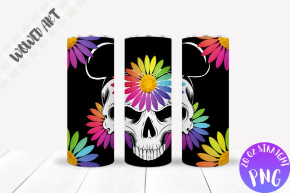Skull Flower 20oz Skinny Tumbler Wrap