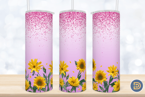 Sunflower Glitter Purple Tumbler PNG
